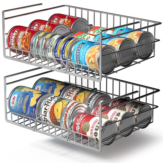Sorbus Set of 2 Under Cabinet Can Storage Shelf – Pantry Organizer with Divider for Canned Goods – Kitchen Organization Rack, Canned Food Dispenser for Cabinets, Shelving, Small Spaces